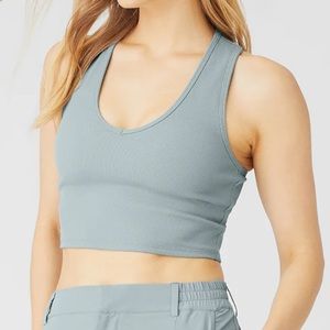 NWT ALO Yoga Ribbed Goddess Cropped Racerback Tank